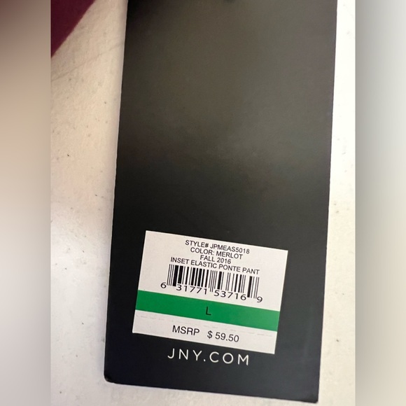 JONES NEW YORK PONTE KNIT PULL ON PANTS W/ELASTIC INSETS SIZE LARGE MERLOT COLOR - Picture 8 of 10